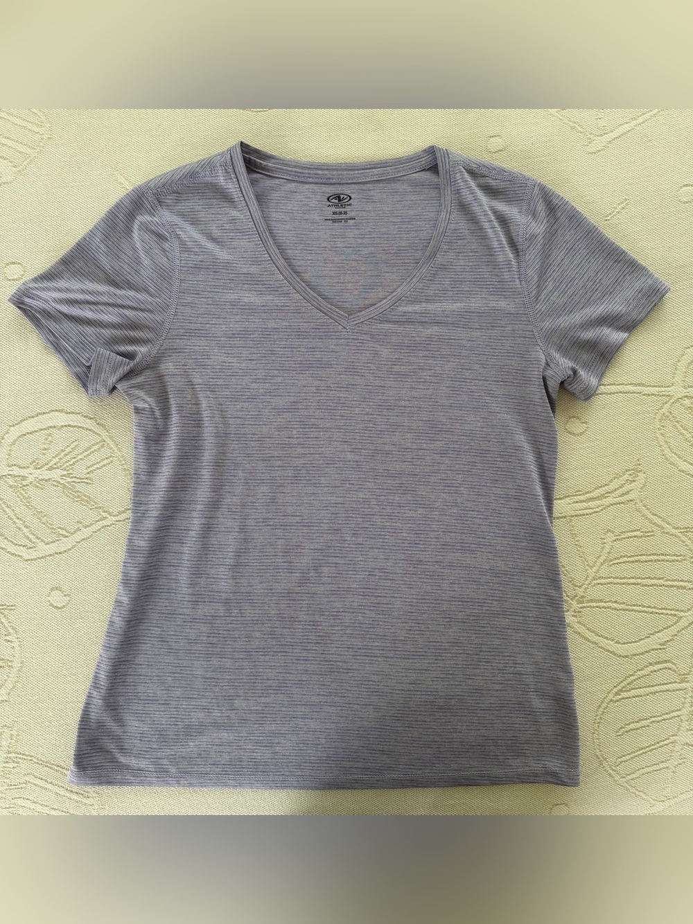 Athletic Soft Heathered Lavender V-Neck Workout Short Sleeve Tee